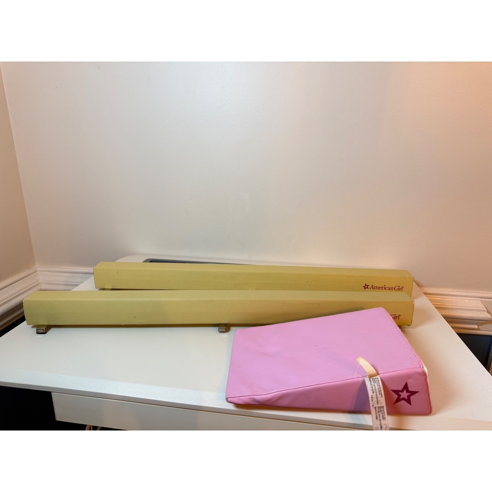 American Girl Gymnastics Set 18 Inch Doll Balance Beams & Incline Mat Pink